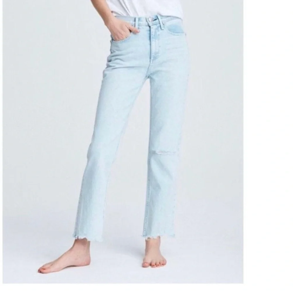 Rag & Bone Ankle Cigarette Jeans In Dean Wash Fray‎ Hem 28 Light Wash Bleached